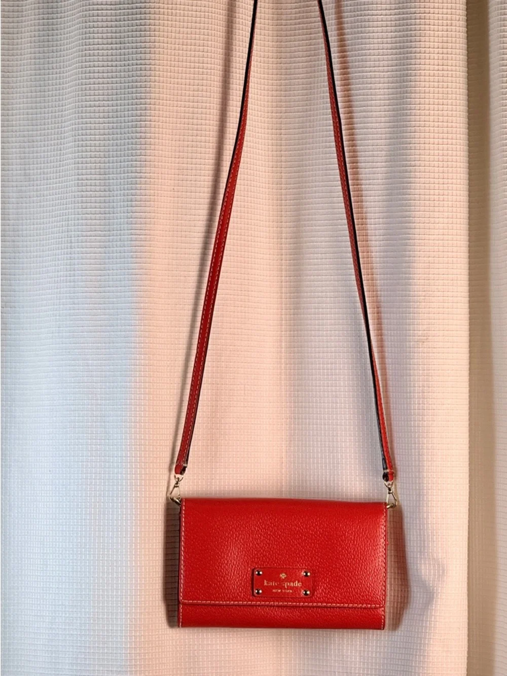Kate Spade Red Pebbled Leather Crossbody Clutch - Like New! NWOT
